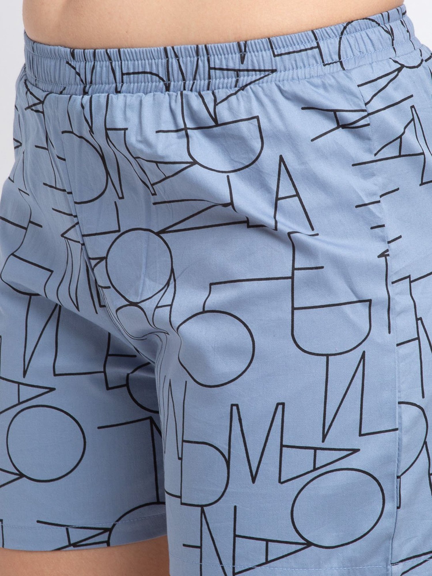 Boston Club Black & Blue Printed Crop Top With Shorts