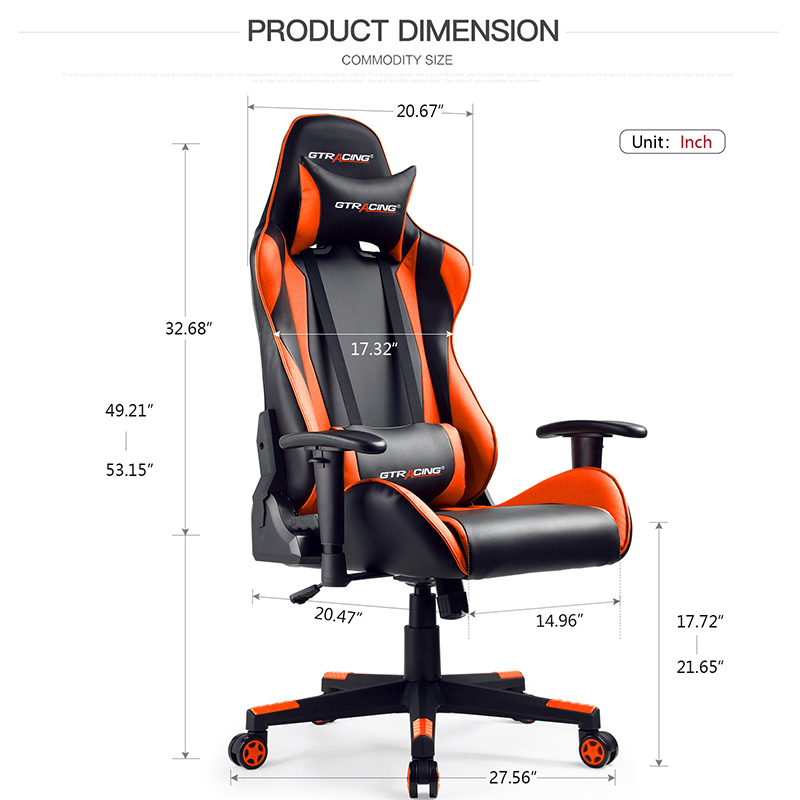 Gaming Chair, Racing Style Computer Desk Chair Padded Armrests Ergonomic Lumbar Support Adjustable Height