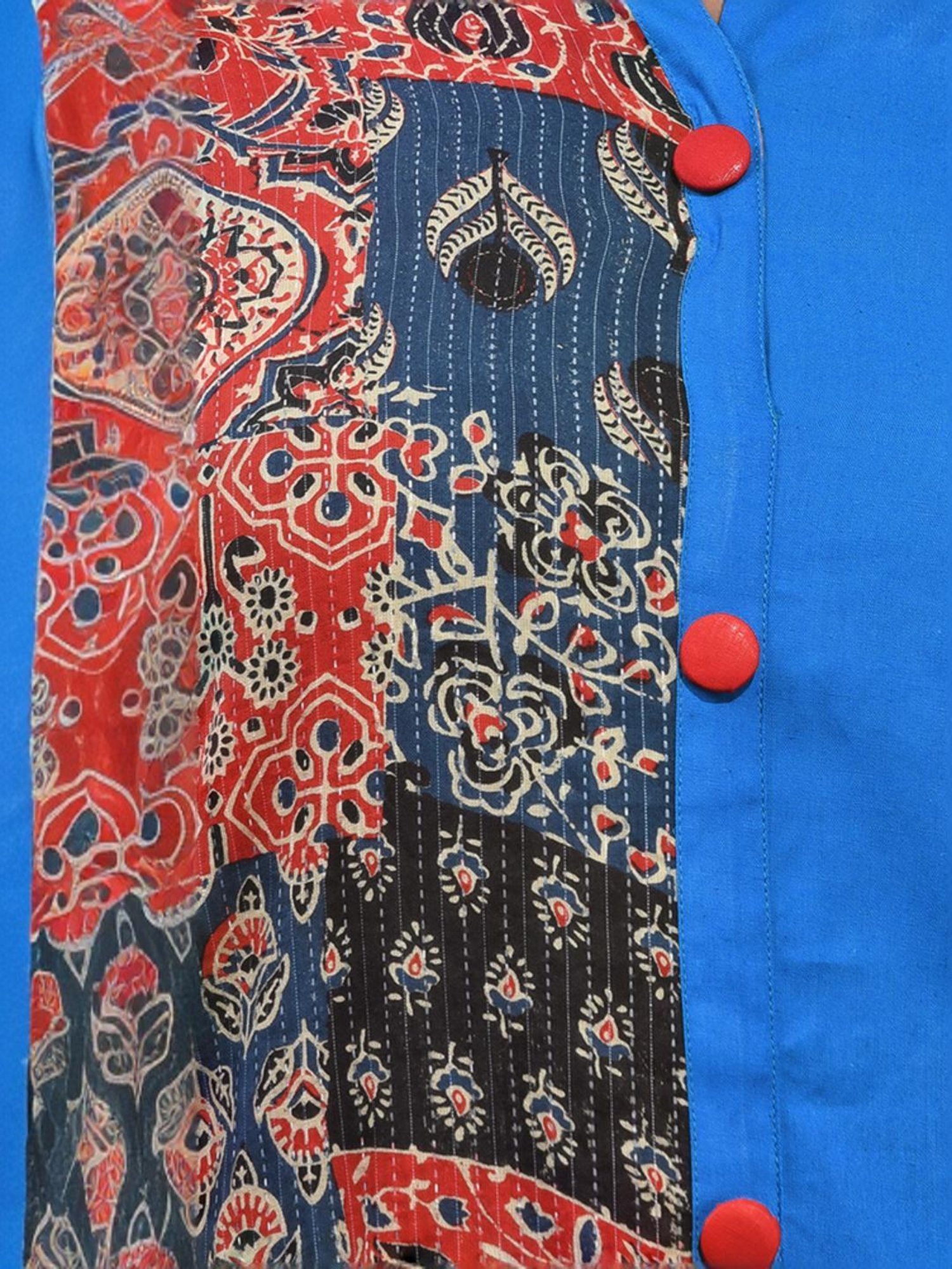 CHARUKRITI Blue Cotton Printed Straight Kurta