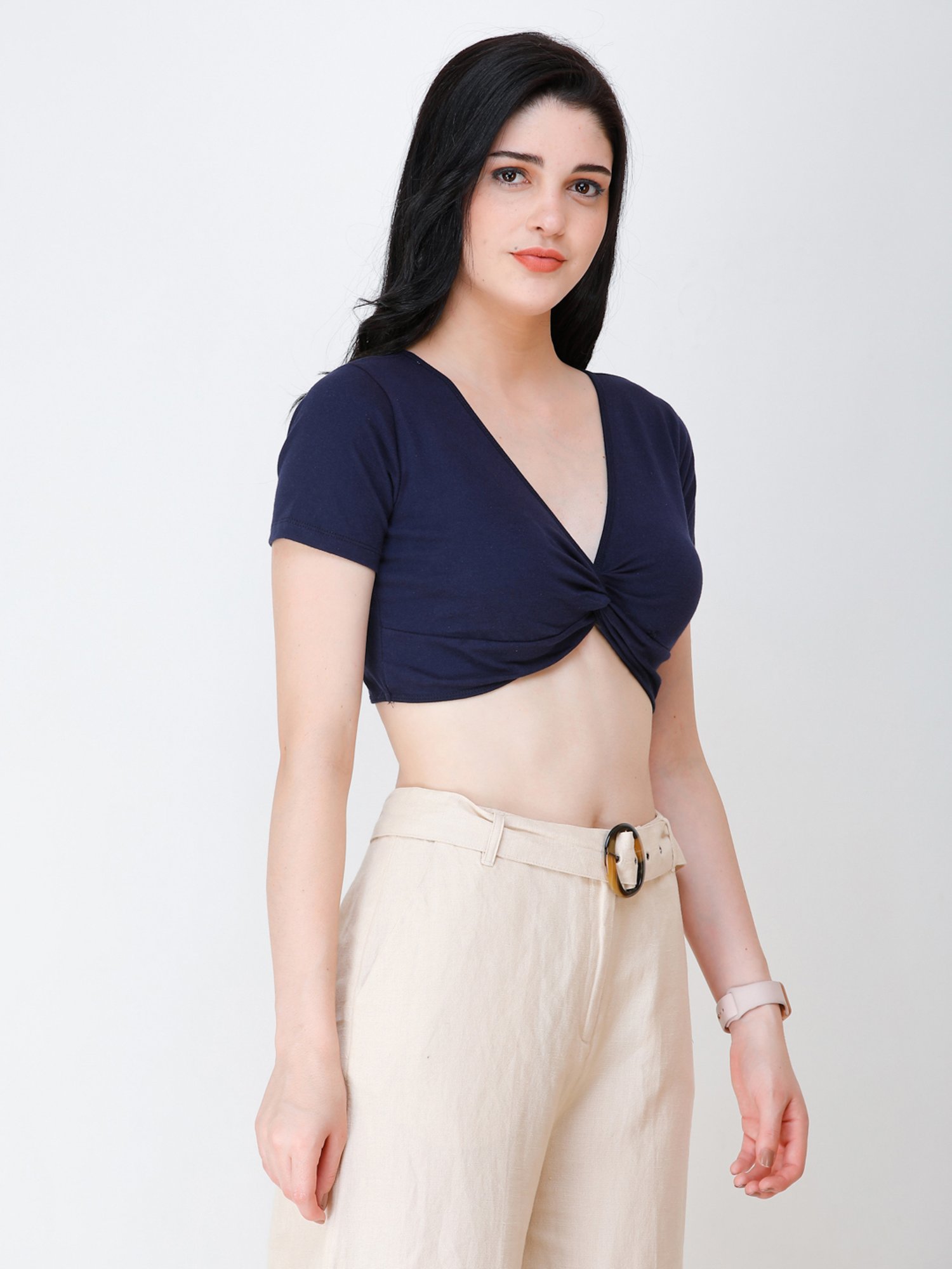 Scorpius Navy Regular Fit Crop Top