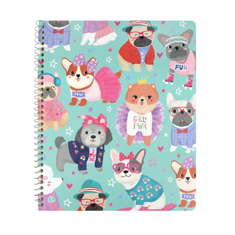 Spiral Notebook 1 Subject College Ruled Fashion Dogs Teal - greenroom