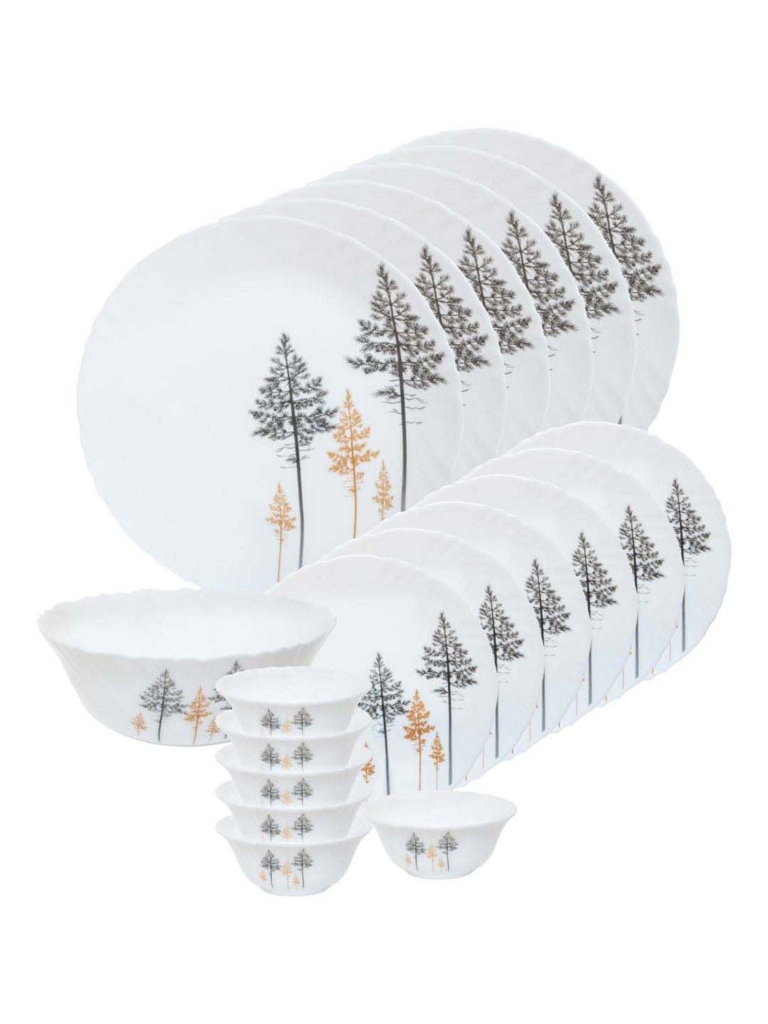 Cello Imperial White & Black Glass Dinner Set