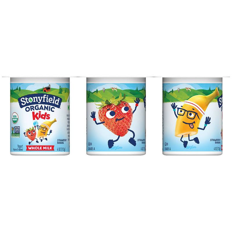 Stonyfield Organic Kids' Strawberry Banana Whole Milk Yogurt - 6ct/4oz Cups