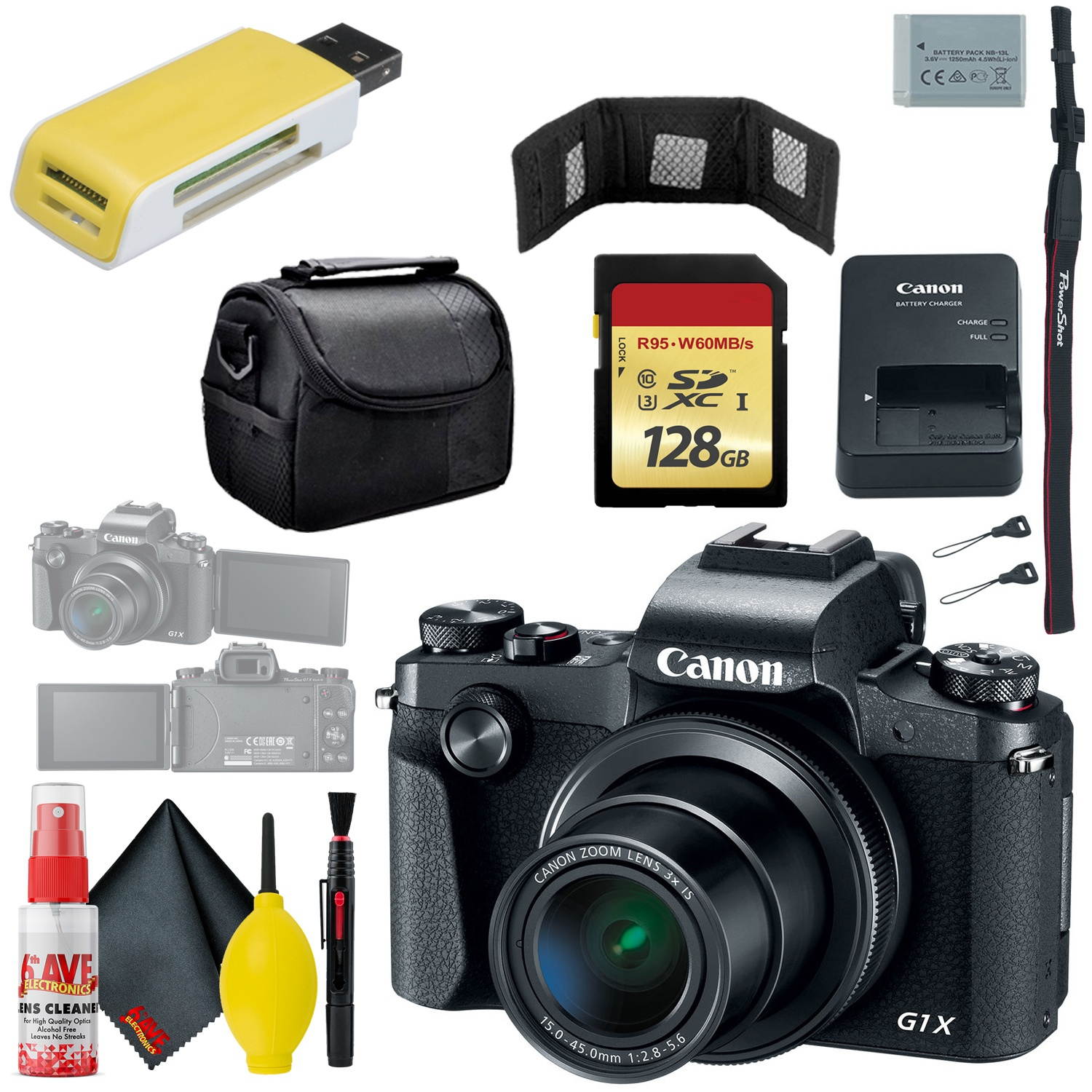 Canon PowerShot G1 X Mark III Digital Camera & 128GB MicroSD & Carrying Case