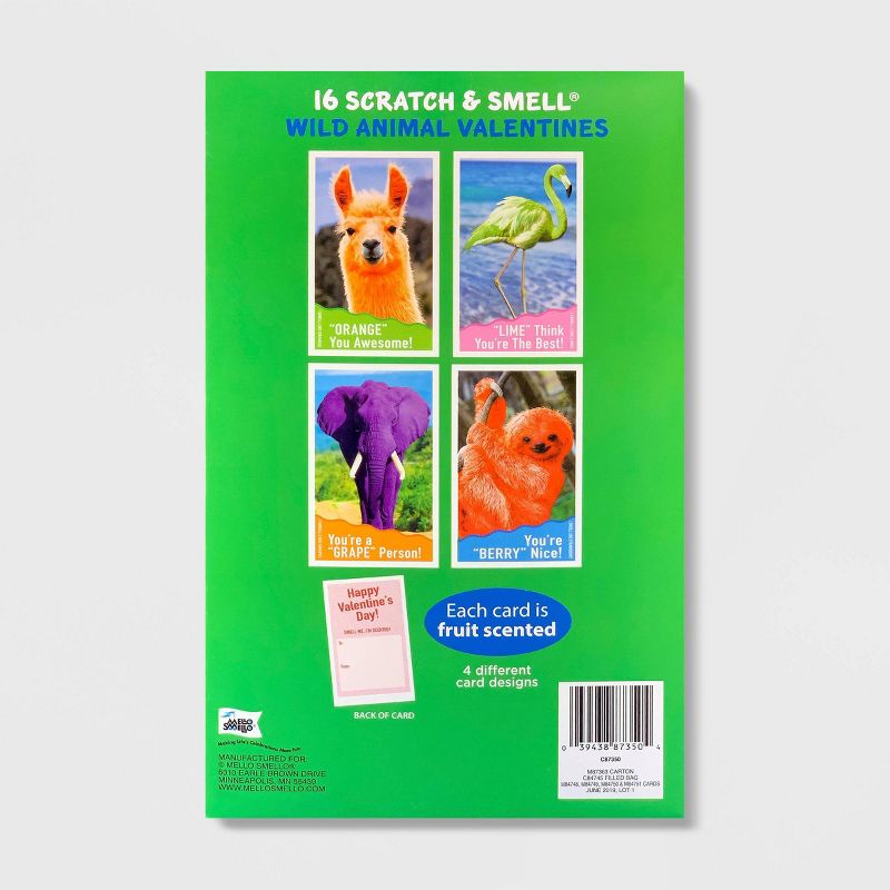 16ct Valentines Wild Animal Scratch And Smell Kit