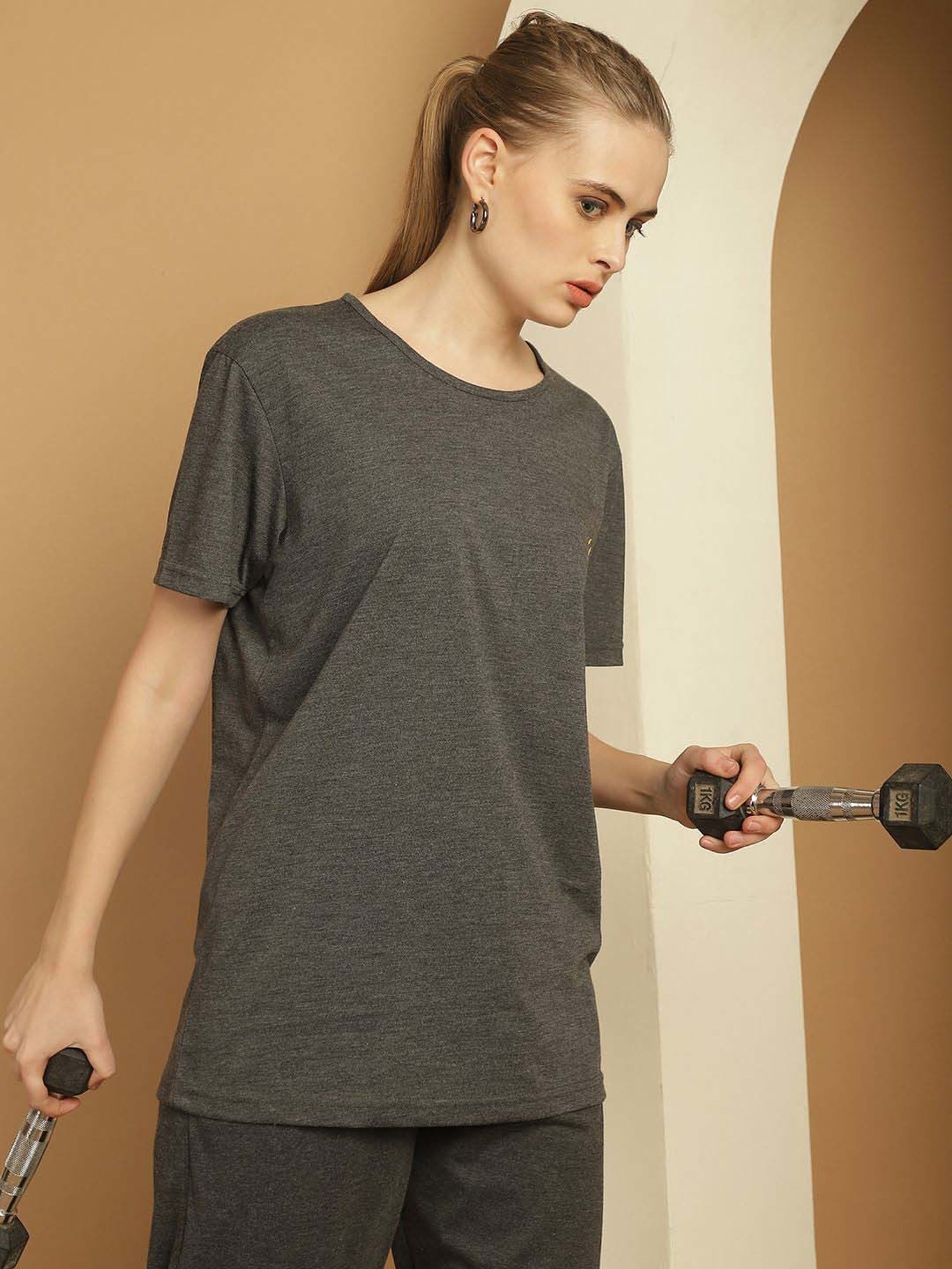 Vimal Jonney Anthracite Grey Cotton Sports T-Shirt Track Pant Set