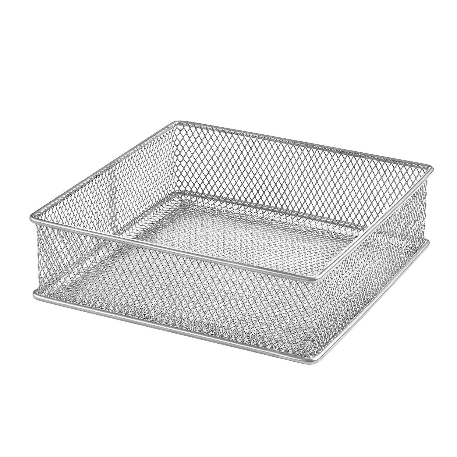Ybm Home Silver Mesh Drawer Cabinet and or Shelf Organizer Bins, School Supply Holder Office Desktop Organizer Basket 1595 (6x6)