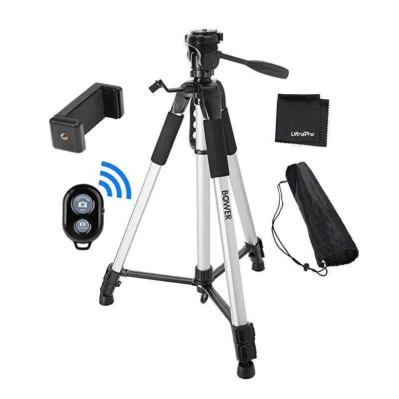 72quot Inch HeavyDuty Aluminum Camera Tripod with Universal Smartphone Mount + Bluetooth Remote Control Camera Shutter for All Smartphones Includes Bonus Microfiber Cleaning Cloth