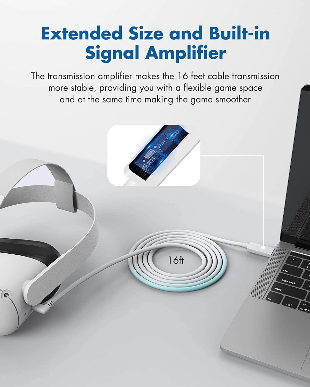 Link Cable Compatible for Oculus Quest 2, Fast Charging & PC Data Transfer USB C 3.2 Gen1 Cable for VR Headset and Gaming PC 10FT(3M)