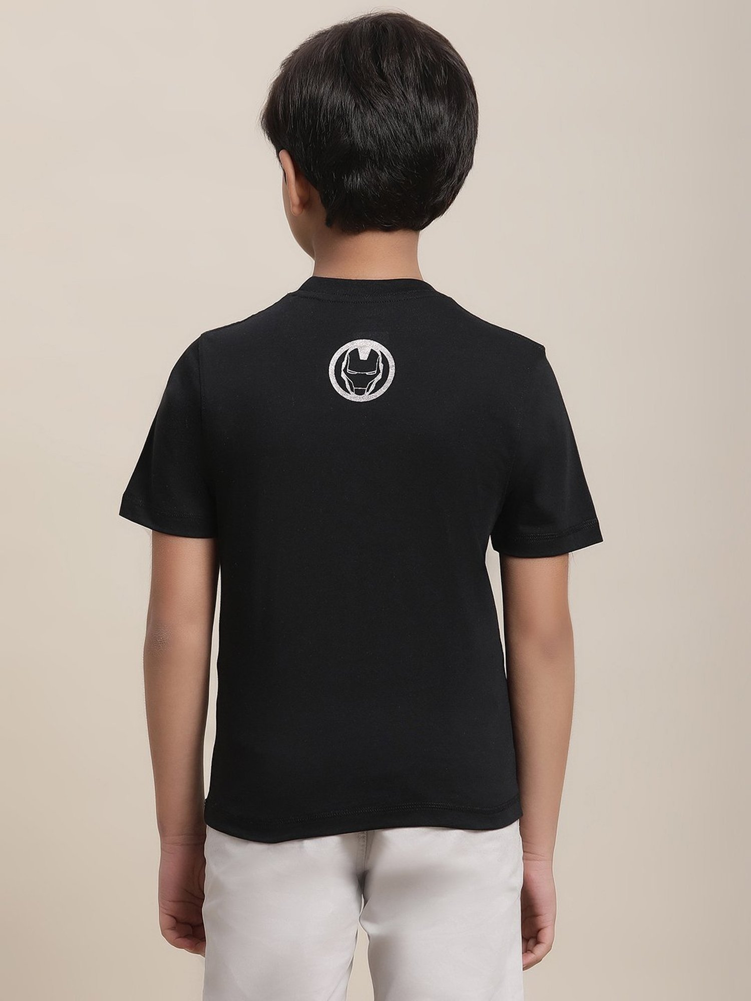 Kidsville Iron Man Printed Black Regular Fit T-Shirt For Boys