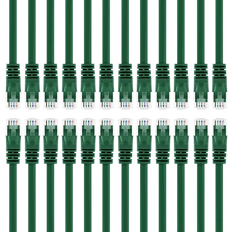 24Pack Cat 6 Ethernet Cable Cat6 Snagless Patch 3 Feet Snagless RJ45 Computer LAN Network Cord Green Compatible with 24 48 Port Switch POE Rackmount 24port Gigabit