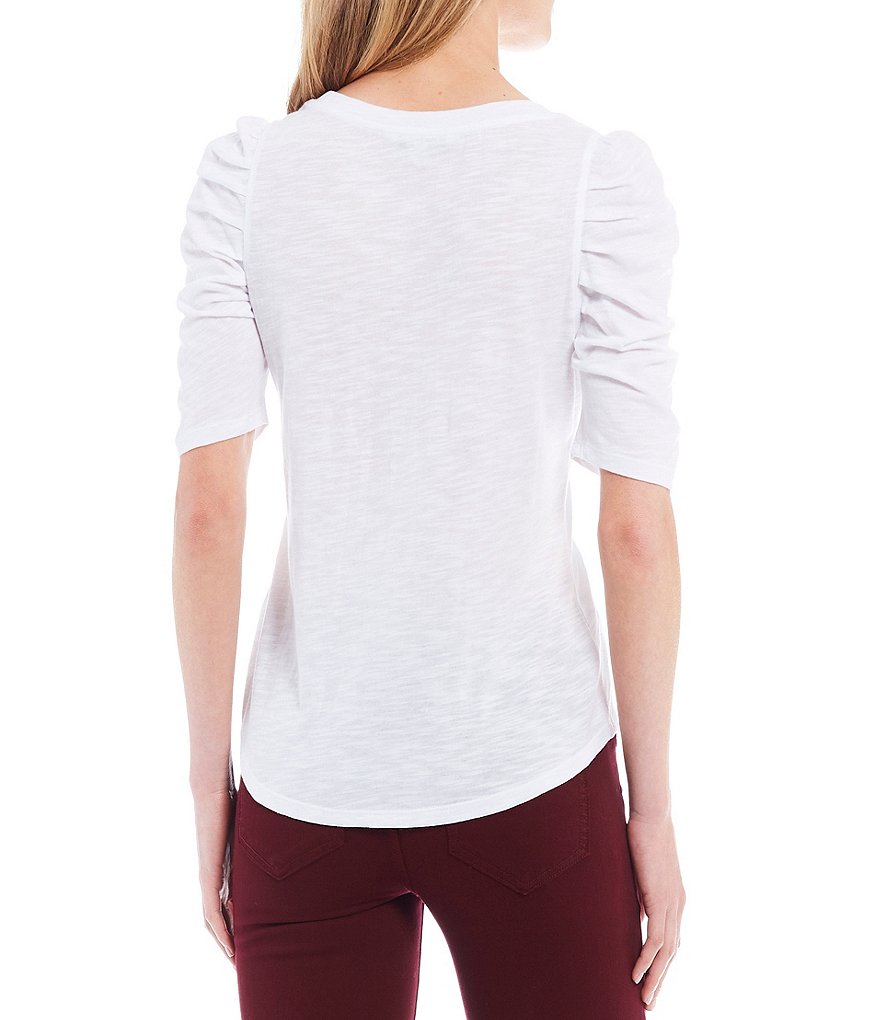 Liverpool Los Angeles Gathered Short Sleeve Slub Jersey Tee