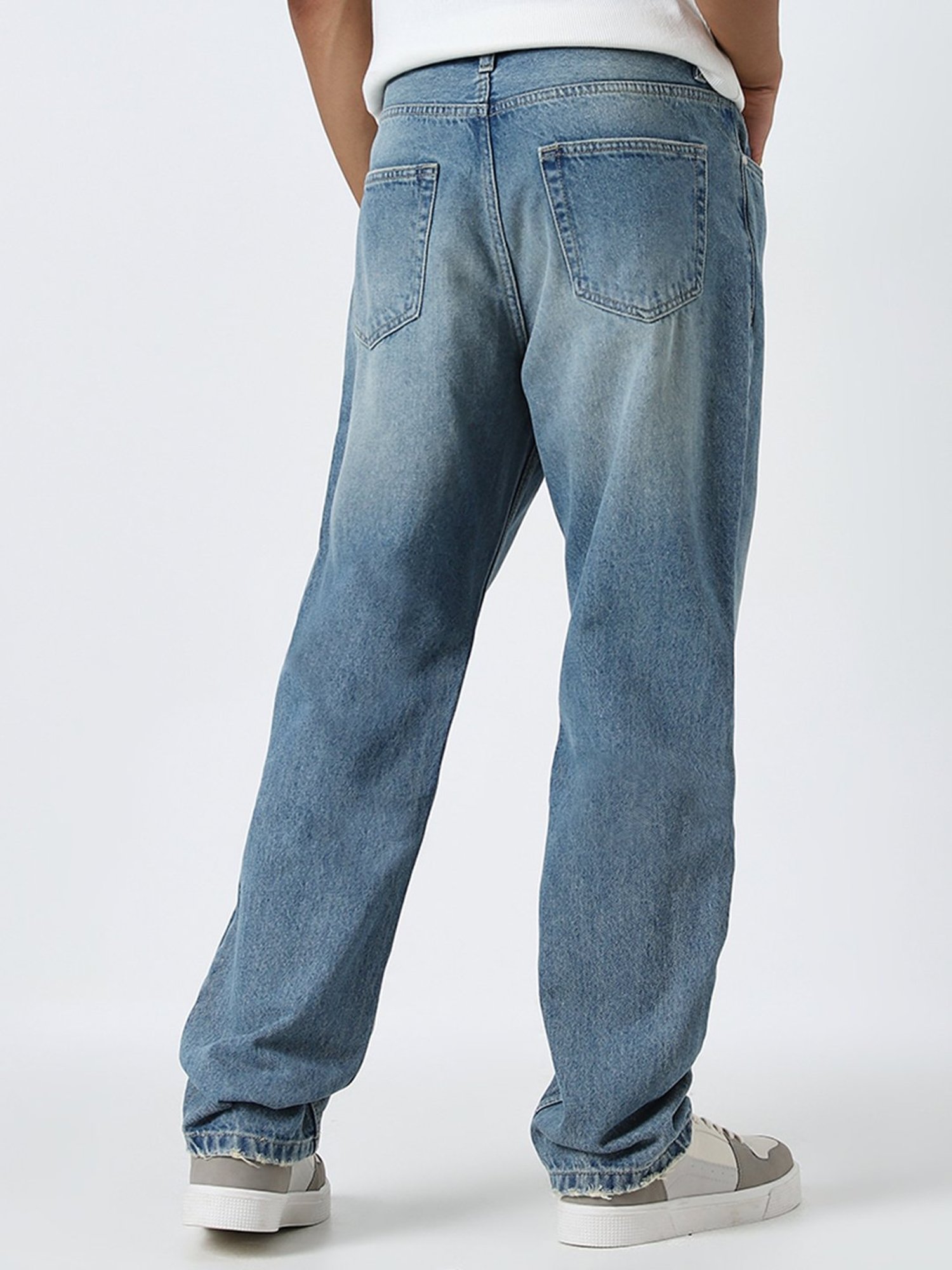 Nuon by Westside Blue Mid-Rise Relaxed-Fit Jeans