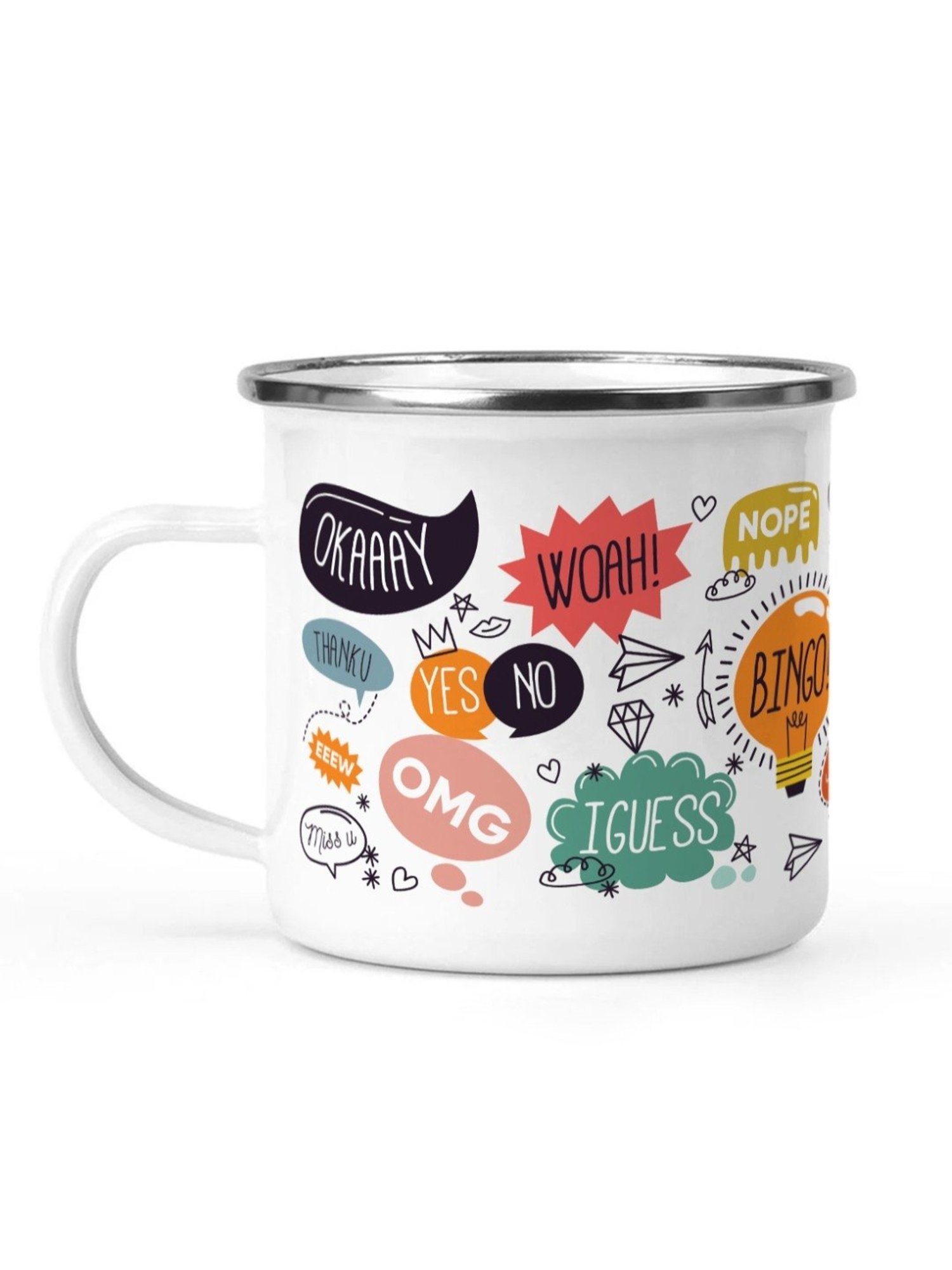 Gathari Enamel White Stainless Steel Coffee Mug