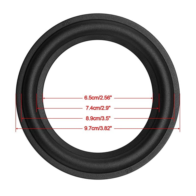 2pcs Black Color 4 Rubber Speaker Edge Surround Rings Replacement Parts for Speaker Repair or DIY 4