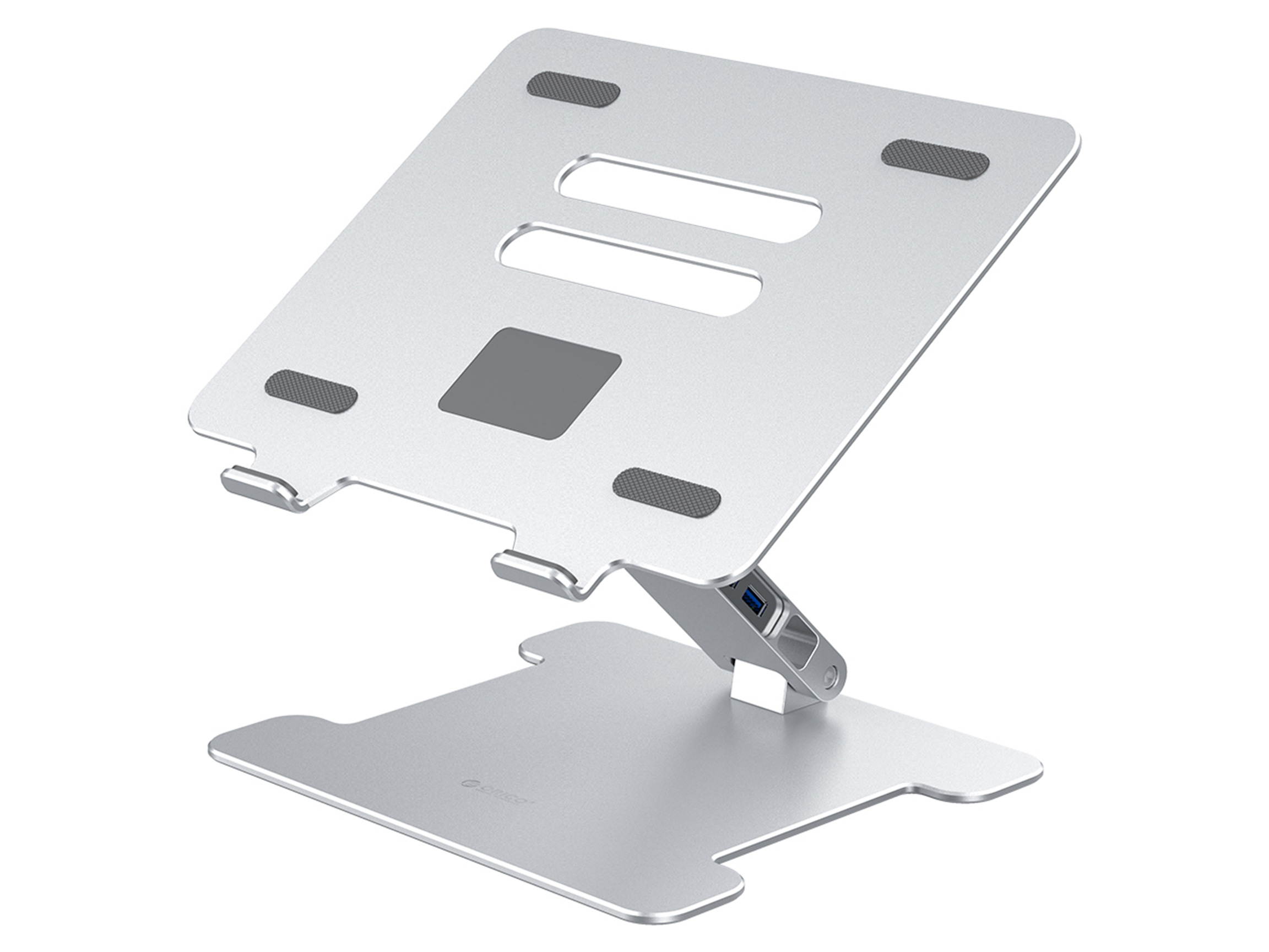 ORICO Aluminum Laptop Stand HUB USB3.0 Adjustable Silver Portable Multi-Angle Stand Notebook Holder Compatible For Windows Mac Os Linux