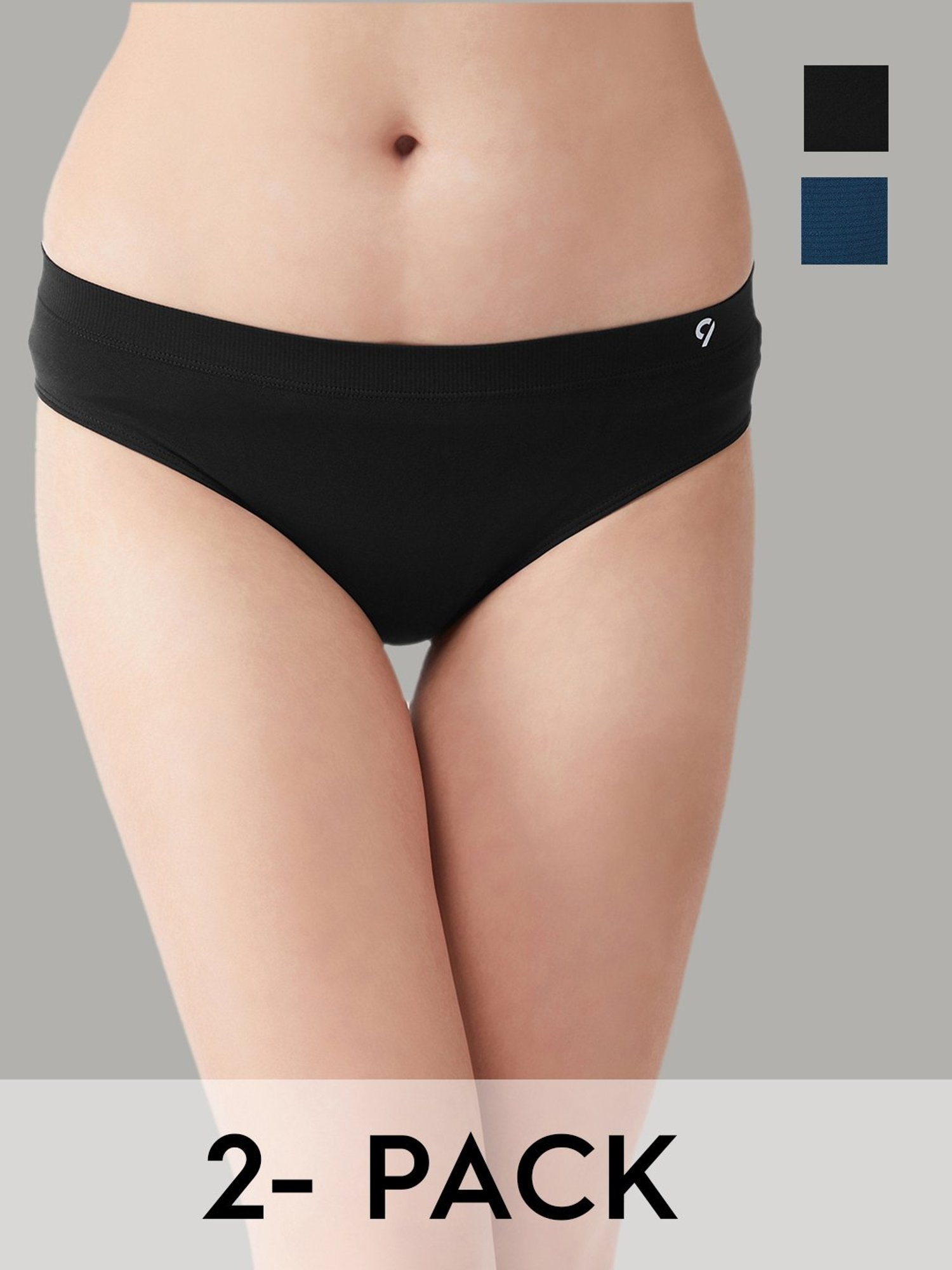 C9 Airwear Black & Blue Hipster Panty - Pack of 2