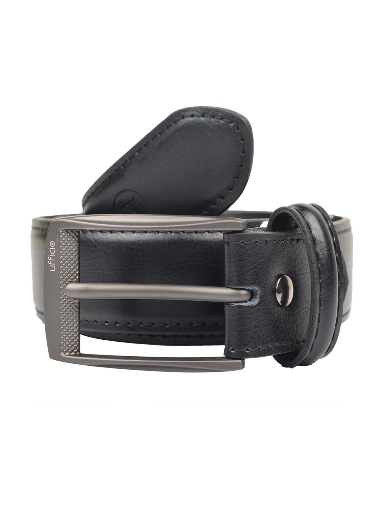 BULCHEE Black Leather Casual Belt for Men