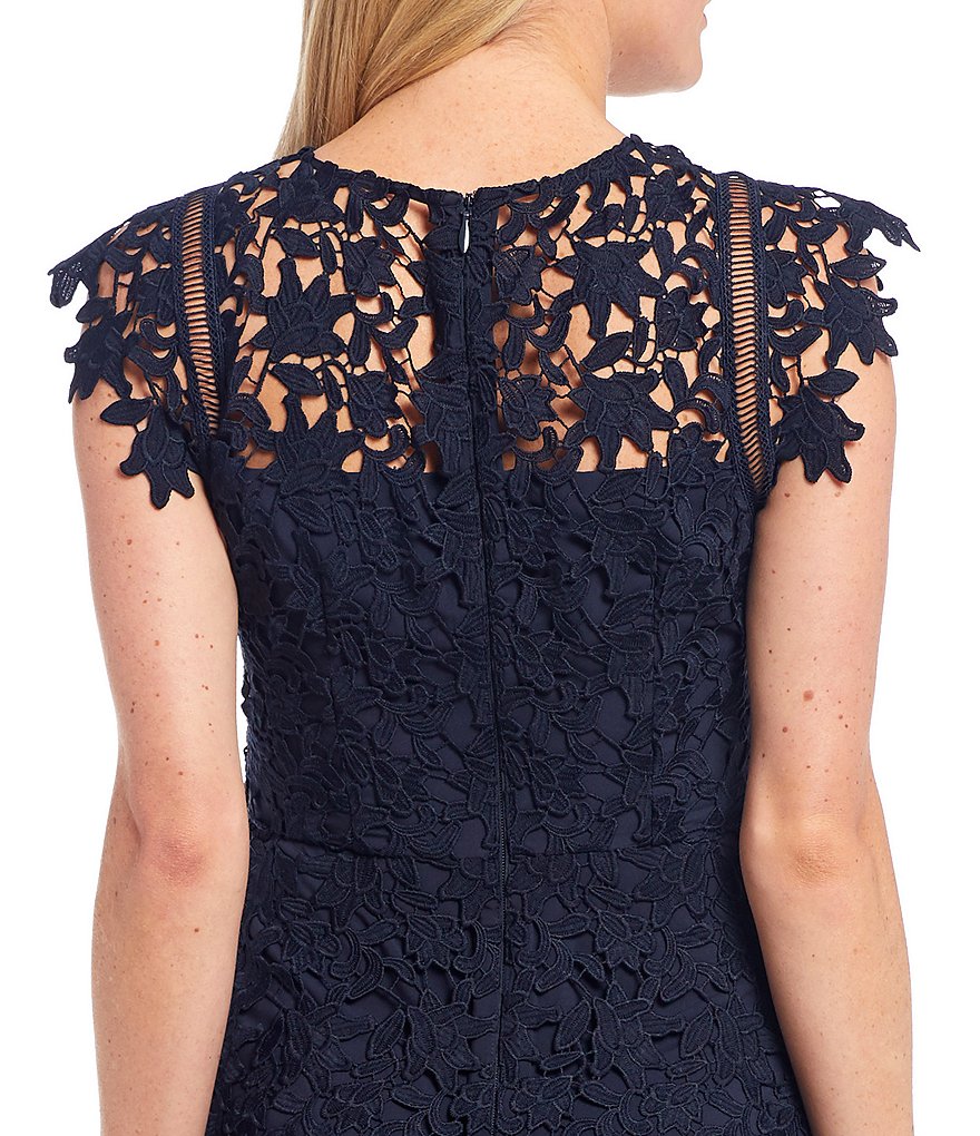 Eliza J Asymetrical Lace Midi Dress