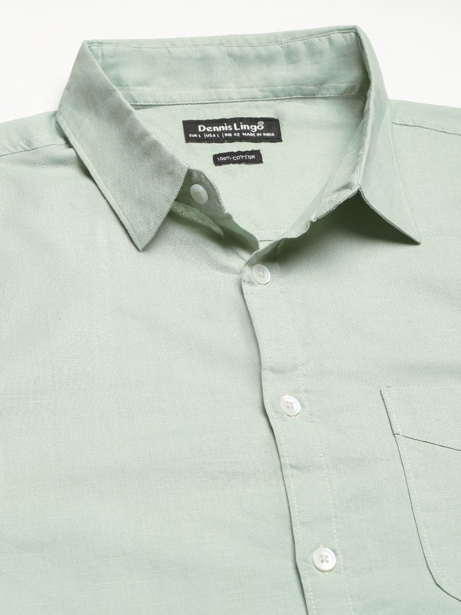 Dennis Lingo Green Cotton Slim Fit Shirt