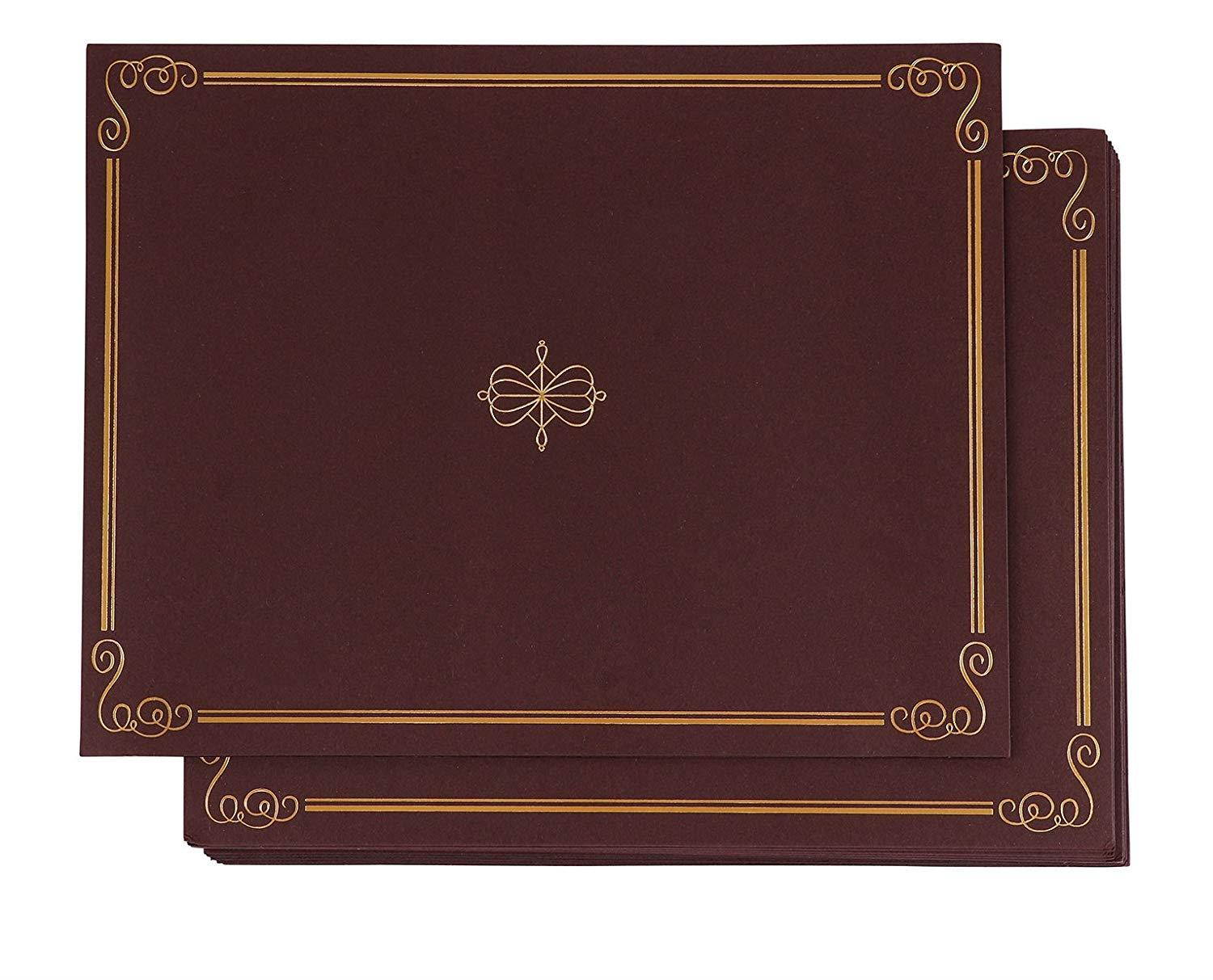 12-Pack Certificate Holder - Diploma Cover, Document Cover for Letter-Sized Award Certificates, Brown, Gold Foil, 11.2 x 8.8 Inches