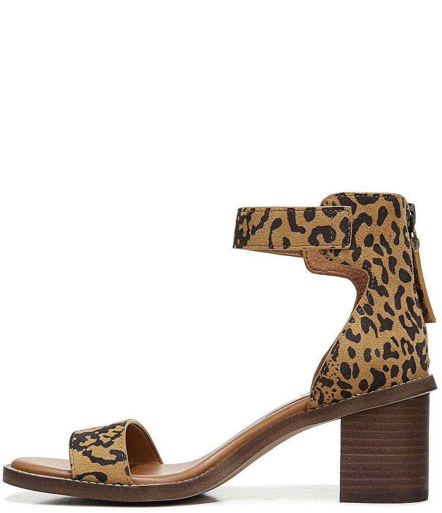 Zodiac Ilsa Leopard Printed Suede Ankle Strap Block Heel Sandals