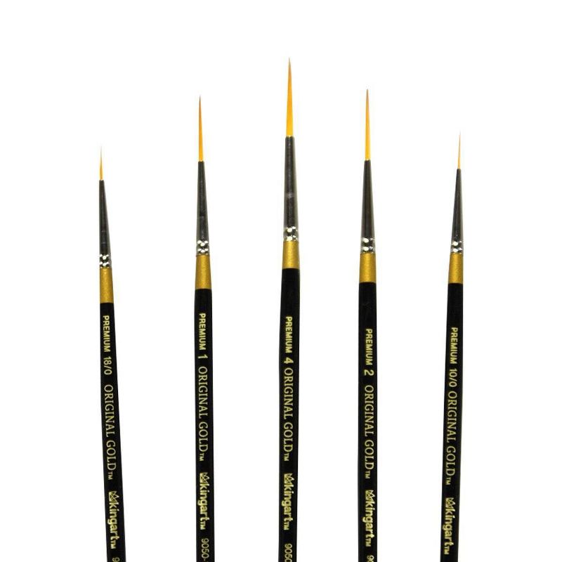 Kingart 5ct Original Gold Script Liner Brush Set