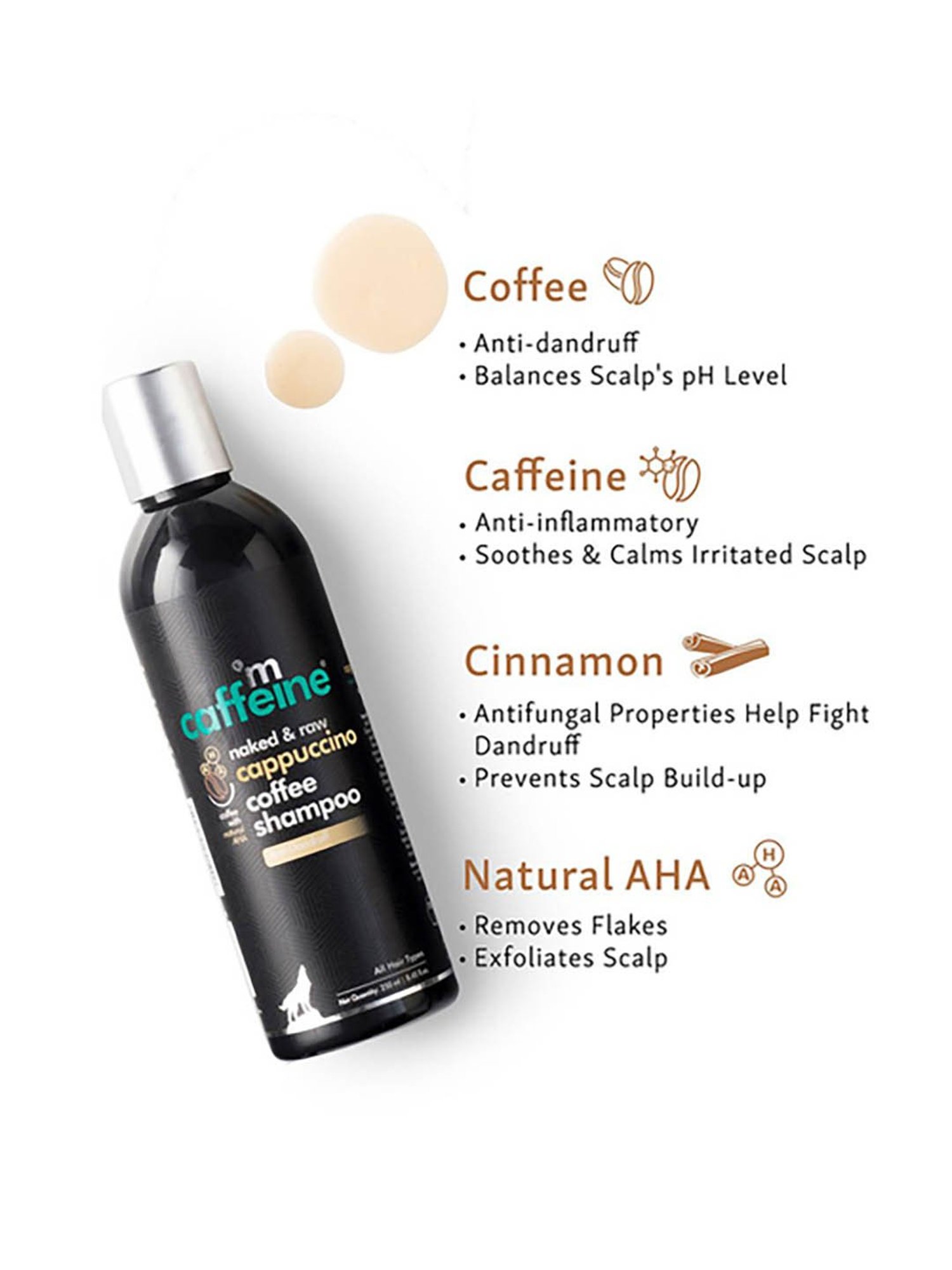mCaffeine Naked & Raw Cappuccino Coffee Shampoo - 250 ml