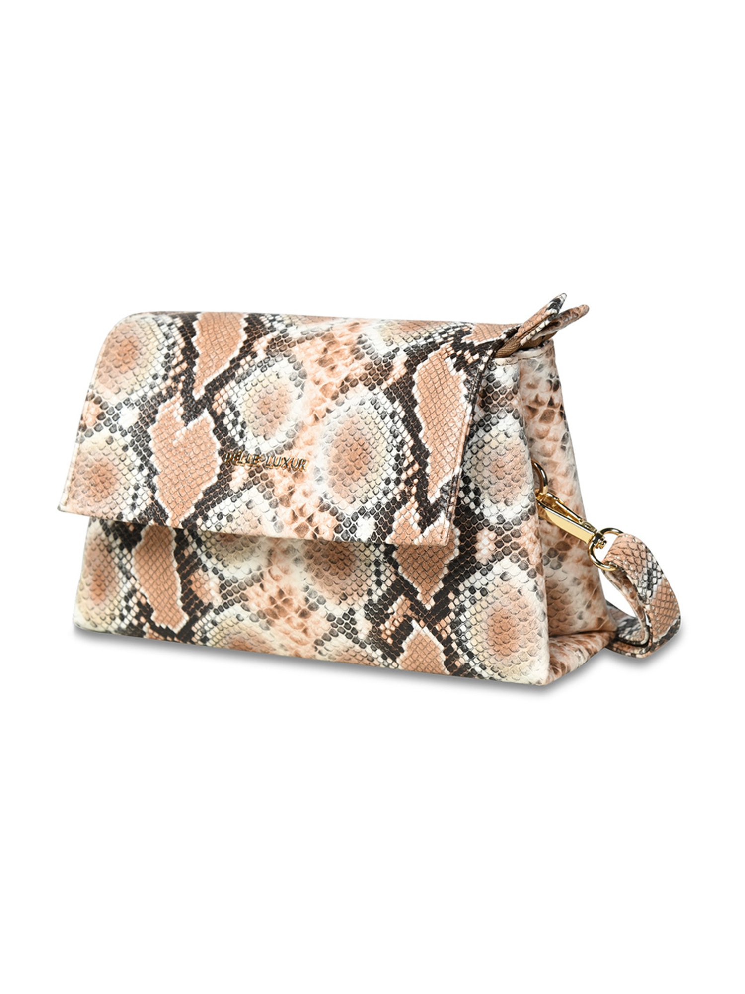 PELLE LUXUR Brown Animal Effect Small Cross Body Bag