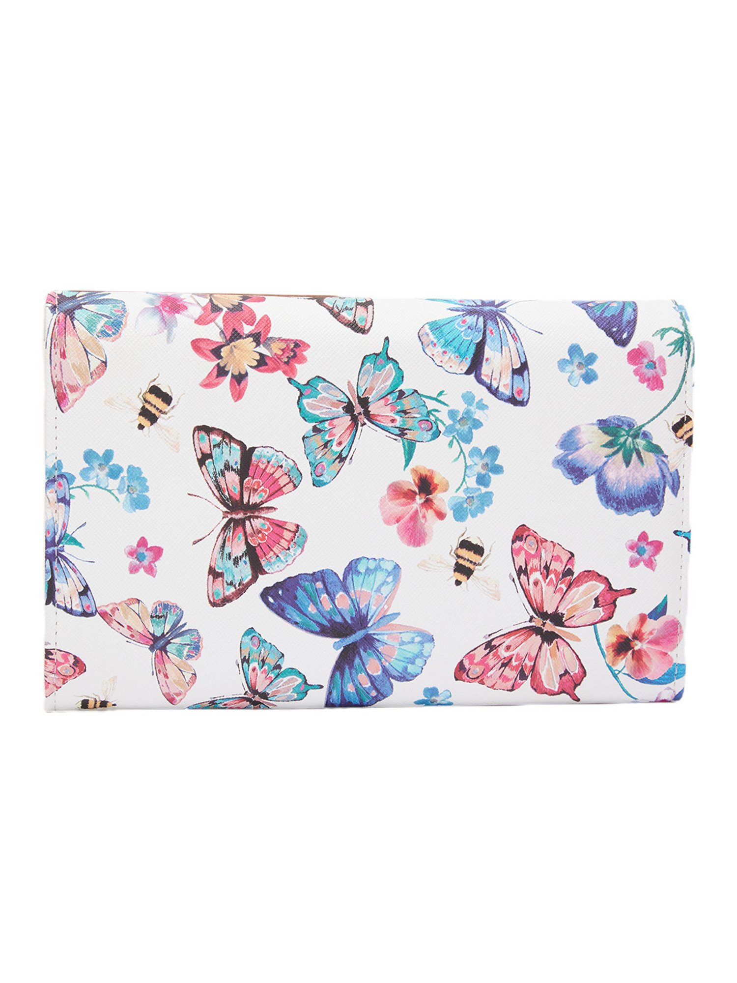 Globus Women White Butterfly Print Vegan Leather Pouch Sling Bag