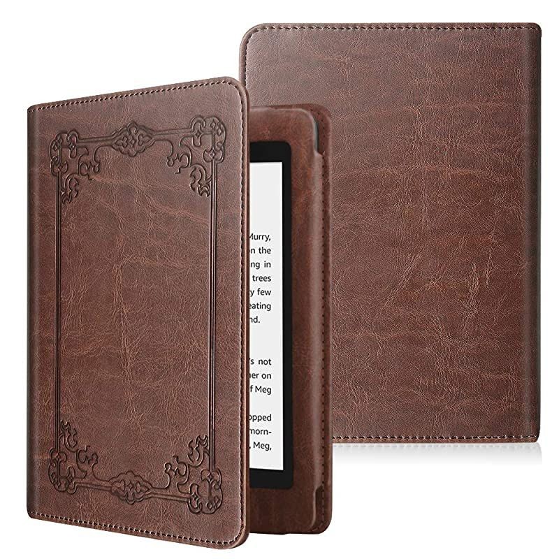 Folio Case for Kindle Paperwhite Fits AllNew 10th Generation 2018 All Paperwhite Generations Book Style Vegan Leather Shockproof Cover with Auto SleepWake Vintage Brown