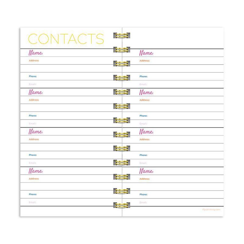 Undated Pocket Planner 3.5" x 6.5" Ultimate Weekly Spiral Pink Stripe - TF Publishing