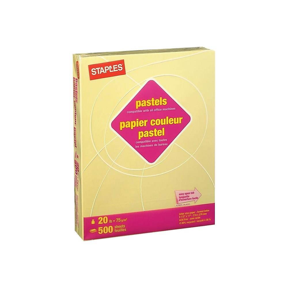 Staples Pastel Colored Copy Paper 8 1/2" x 11" Canary 500/Ream (14787)