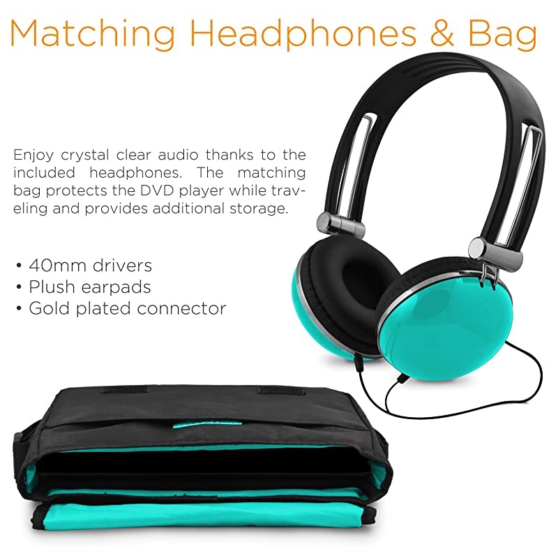 9 Portable DVD Player with Matching Headphones and Bag EPD909tl
