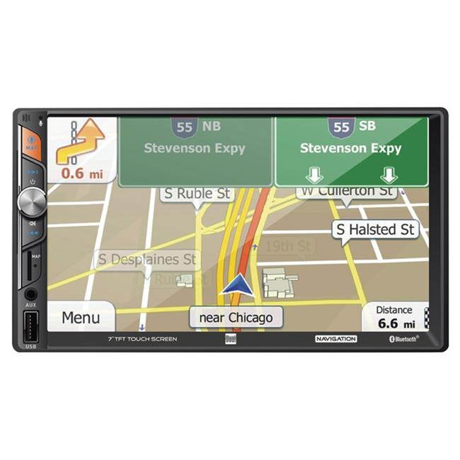 Dual DM620N 7 in. Double Din Mechless Digital Media Receiver with Built-in Navigation, Black