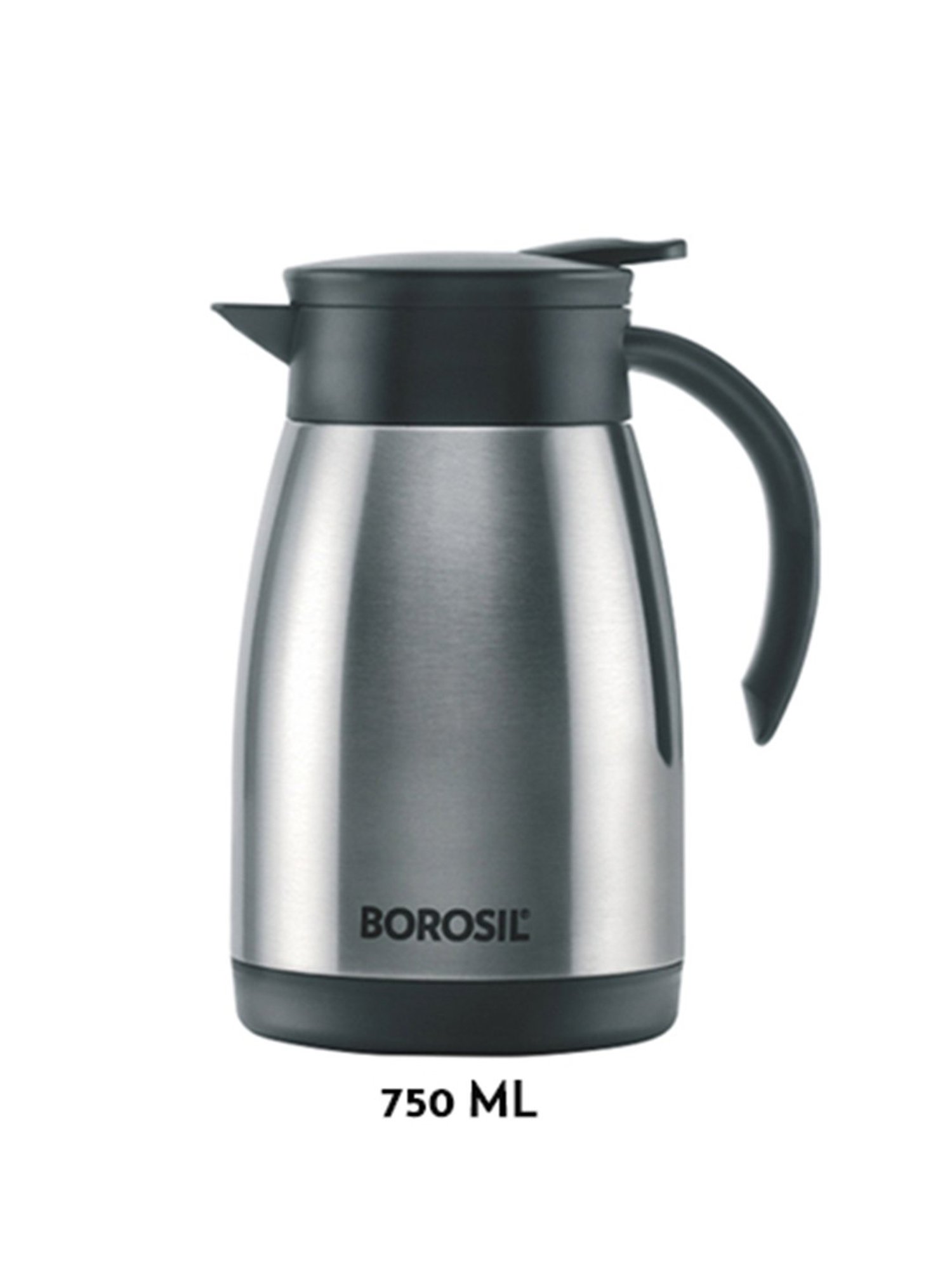 Borosil Silver Stainless Steel Teapot Vacuum Insulated - 750 ml