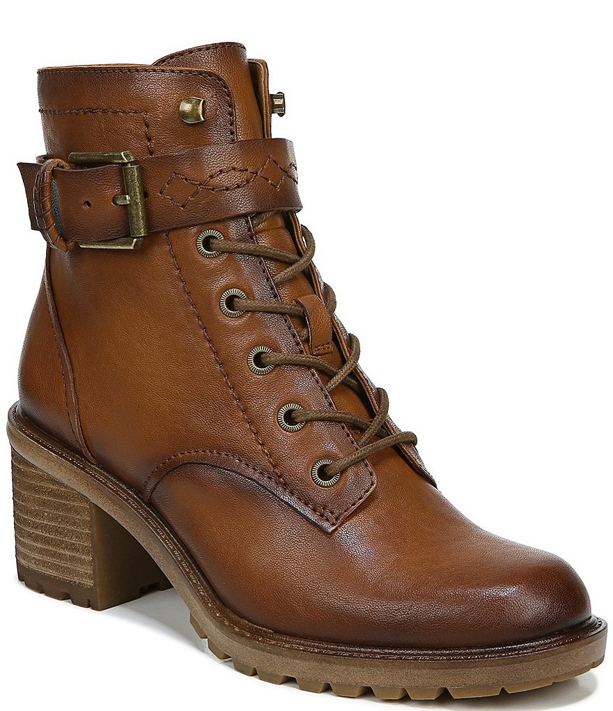 Zodiac Gemma Leather Buckle Strap Detail Lug Sole Block Heel Combat Booties