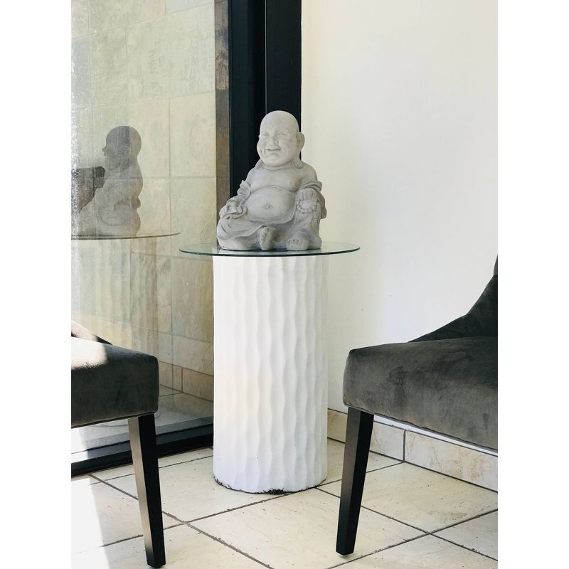 15.7" Concrete Lightweight Kante Indoor/Outdoor Sitting Happy Buddha Zen Statue Gray - Rosemead Home & Garden, Inc.