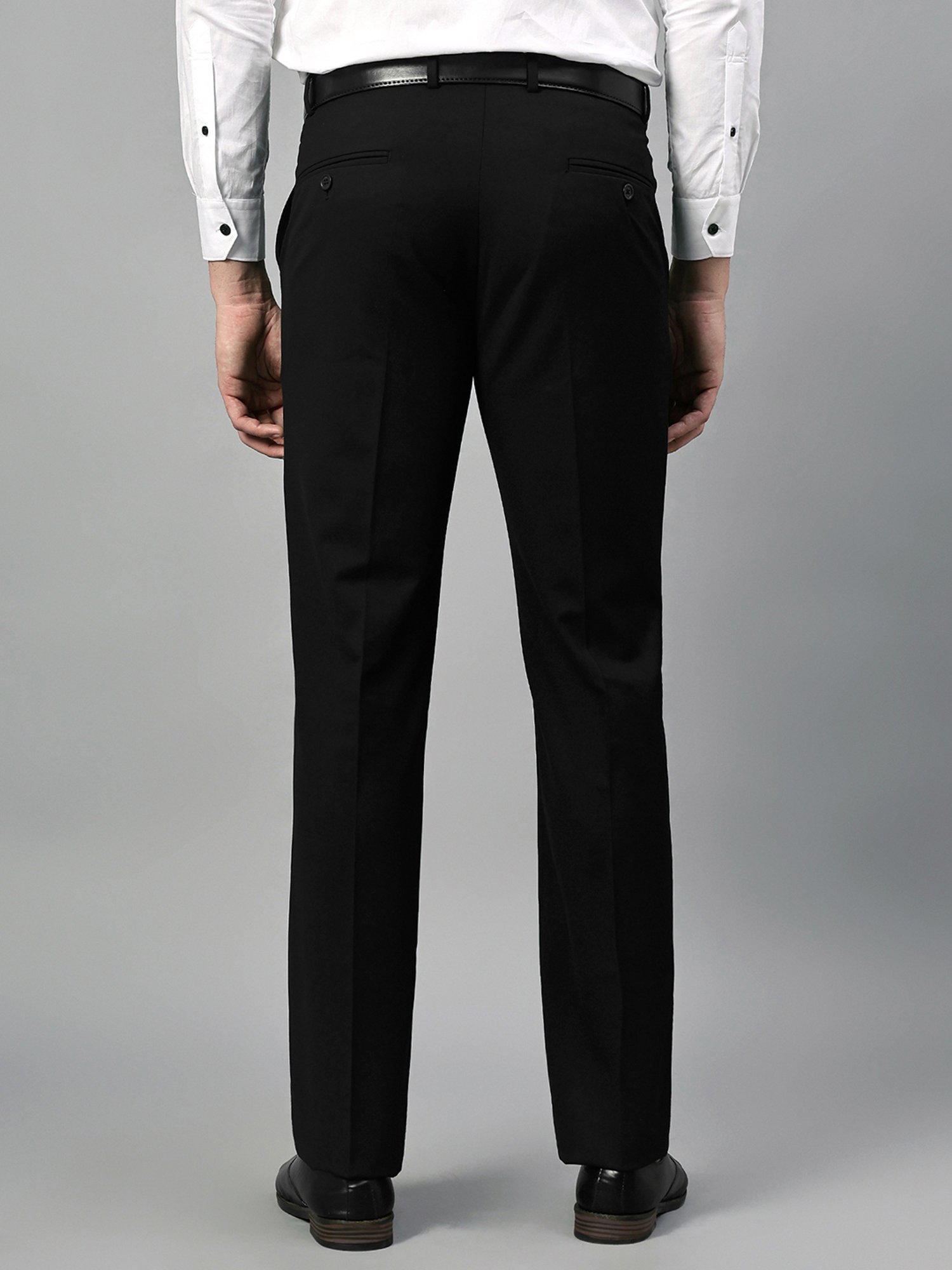 Cantabil Black Regular Fit Flat Front Trousers
