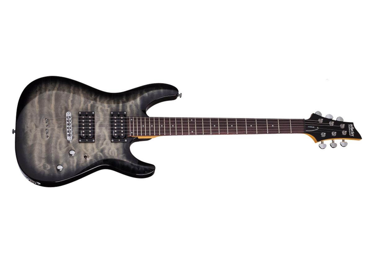 Schecter C-6 Plus Solid-Body Electric Guitar, Rosewood, Charcoal Burst #446