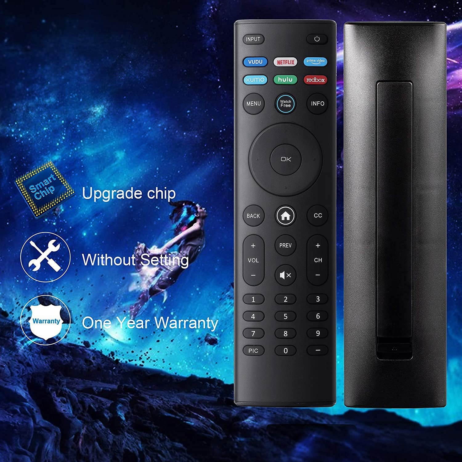 New XRT140 Universal Watchfree Remote Control for All VIZIO LED LCD HD 4K UHD HDR Smart TVs