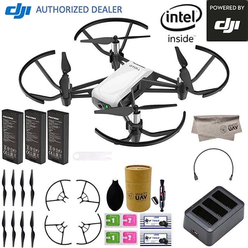 Tello Quadcopter Drone Boost Combo with HD Camera and VR, comes 3 Batteries, 8 Propellers, Powered by  Technology and Intel 14-Core Processor, Coding Education, Throw and Go