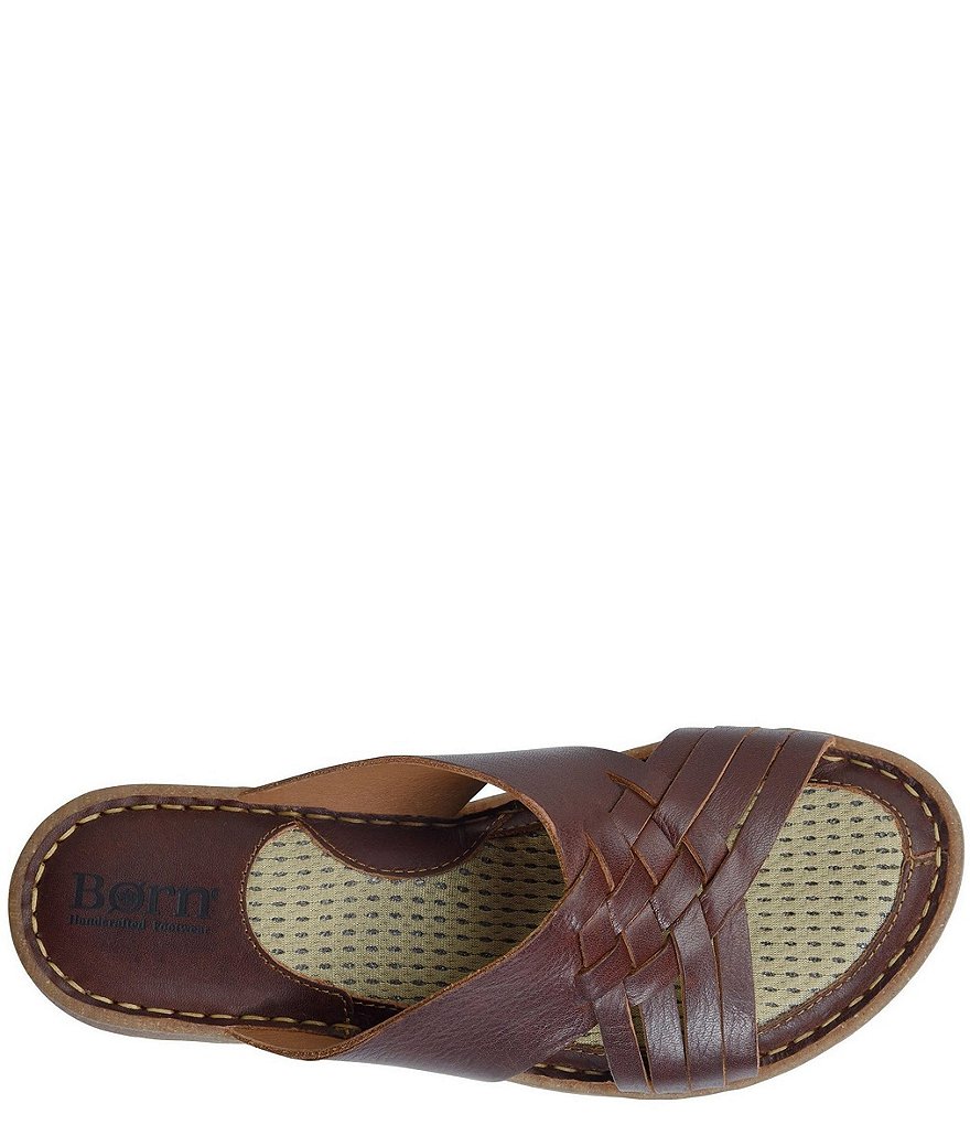 Born Basia Woven Leather Slide Sandals