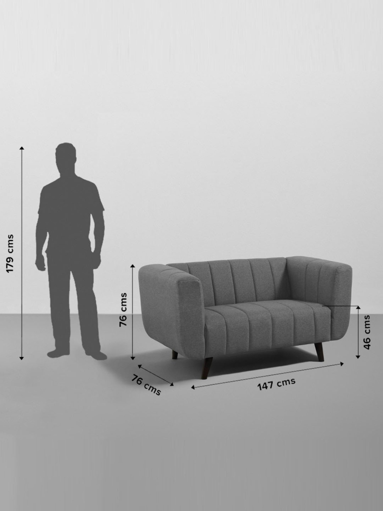 Sleepyhead Kiki Graphite Grey Fabric 2 Seater Sofa