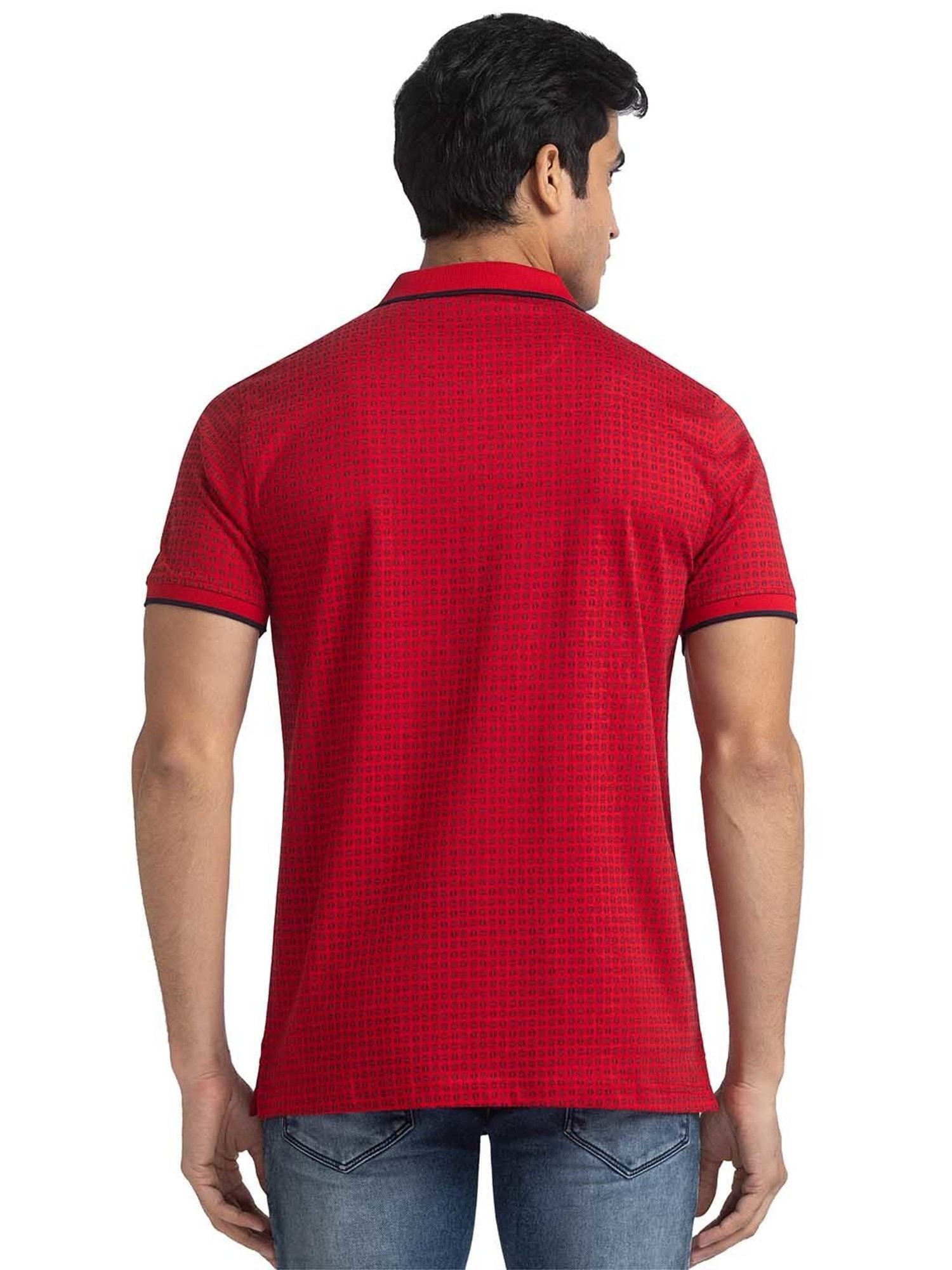 ColorPlus Red Tailored Fit Polo Printed T-Shirt