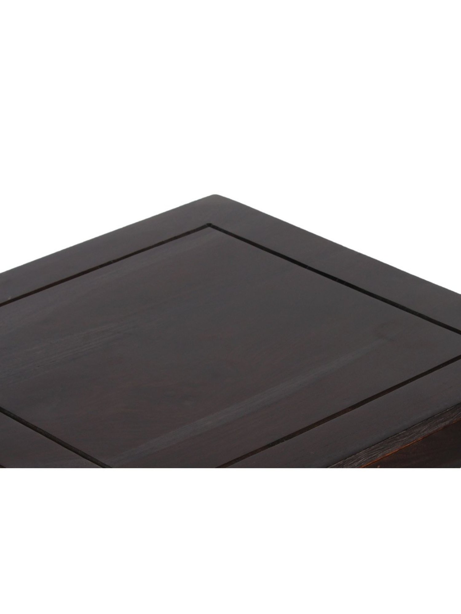 Ikiriya Lisbon Solid Dark Brown Wood End Table Mahogany Finish