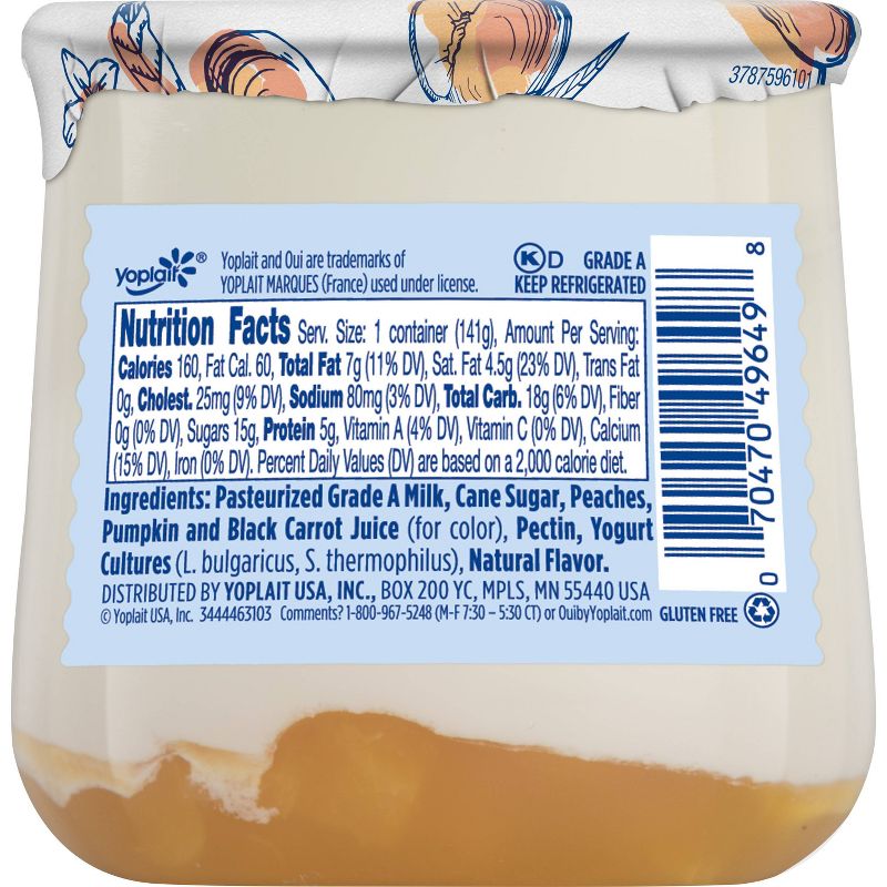 Oui by Yoplait Peach Flavored French Style Yogurt - 5oz