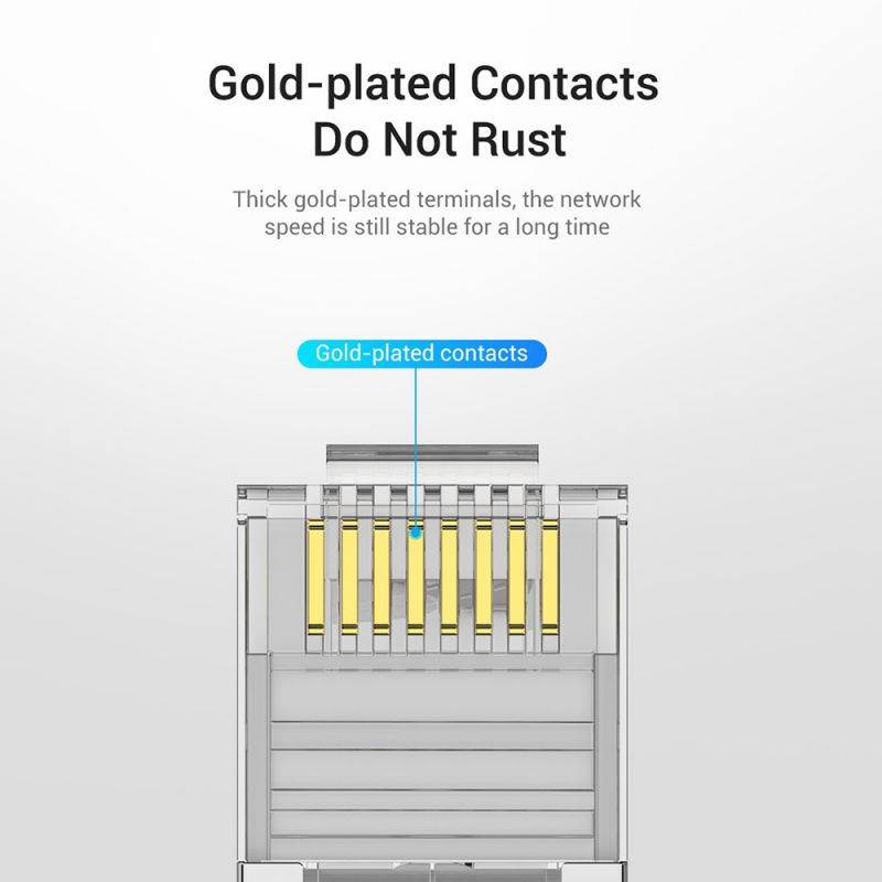 Vention IDCR0-10 Cat.6 Network Connector RJ45 Modular Plug Gold-plated Contacts PC Material Cat.6 FTP 10 Pieces