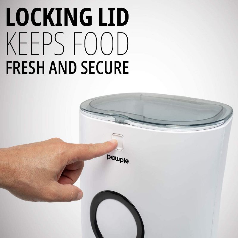 Pawple Automatic Pet Feeder Food Dispenser for Cats, Dogs, Small Animals - Features Distribution Alarms, Portion Control & Voice Recording -Programmable Timer Up to 4 Meals a Day