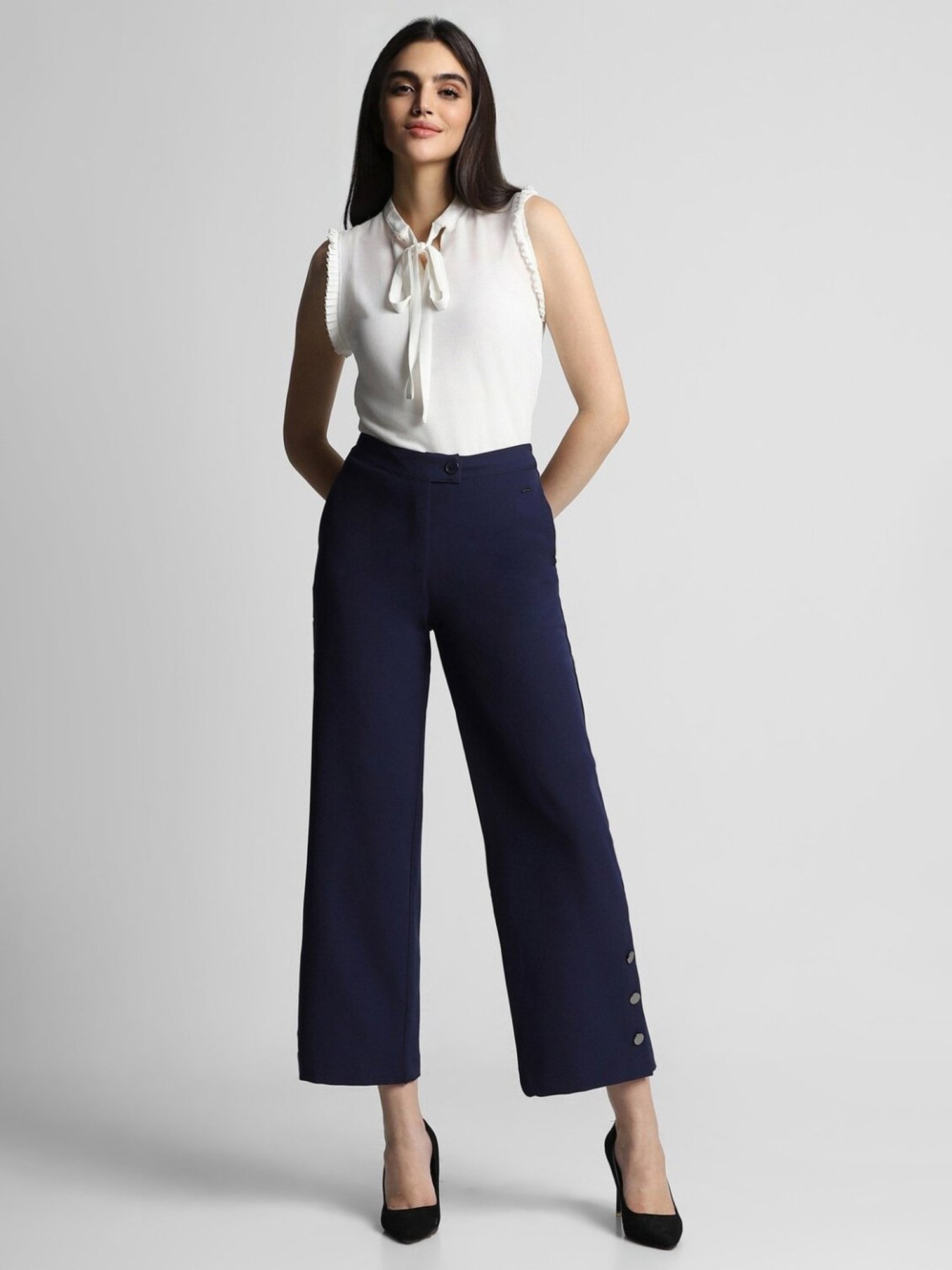 Allen Solly Navy Regular Fit Formal Pants